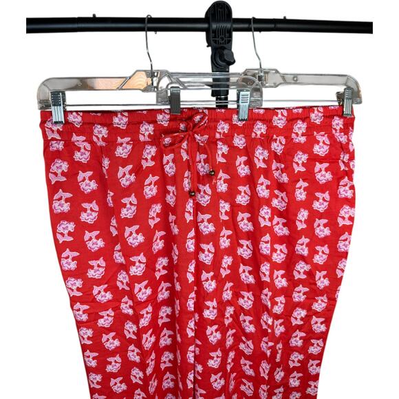 Candace Cameron Bure 1XP Floral Wide Leg Pants Stretchy Modal Spandex Red - Picture 4 of 9